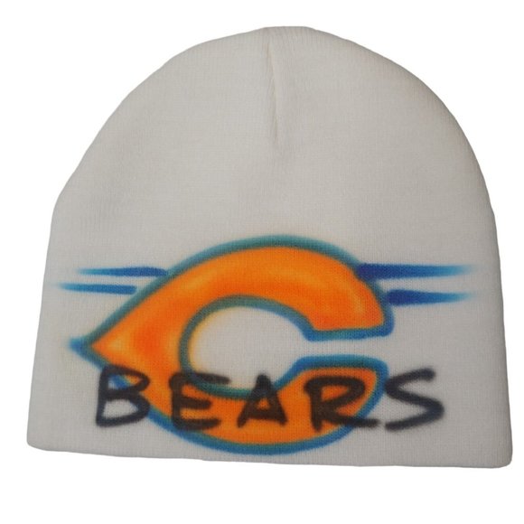 Chicago Bears Airbrushed Beanie Hat White Ribbed Winter Sportsman Boggin - Picture 1 of 5